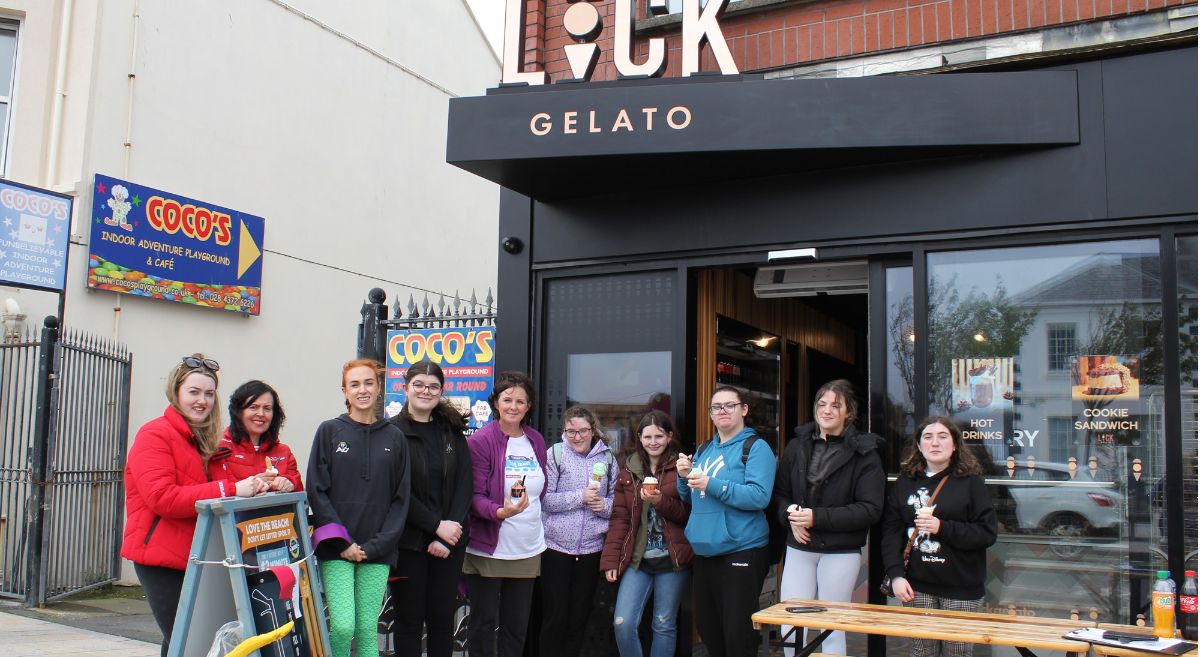 Animal Care students with Lick Gelato staff and Big Lunch rep after the beach clean